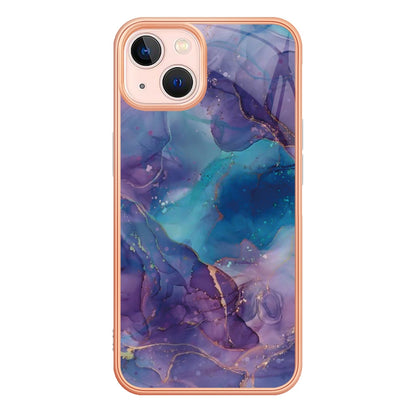 ELECTROPRIME For iPhone 15 Plus Electroplating Marble Dual-side IMD Phone Case(Purple 016)