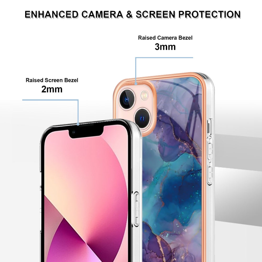 ELECTROPRIME For iPhone 15 Plus Electroplating Marble Dual-side IMD Phone Case(Purple 016)