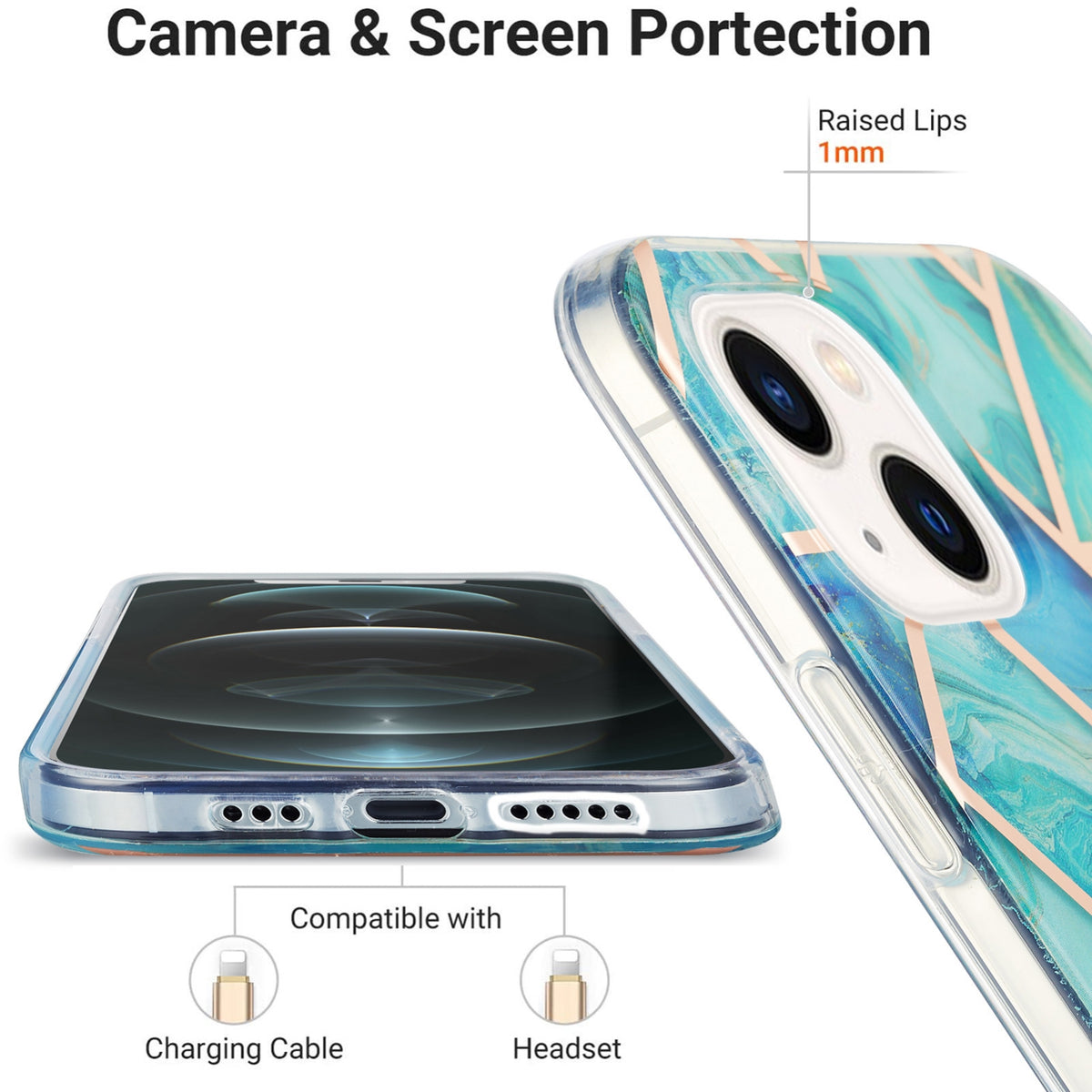 ELECTROPRIME For iPhone 15 Electroplating Splicing Marble Flower Pattern Dual-side IMD TPU Shockproof Phone Case(Green)