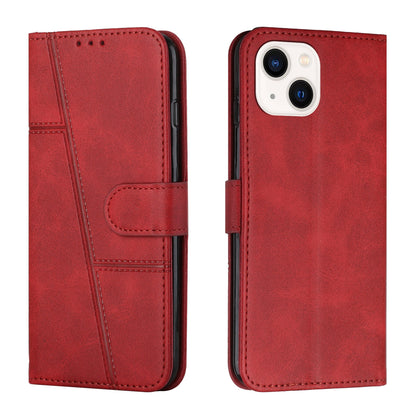 ELECTROPRIME For iPhone 15 Stitching Calf Texture Buckle Leather Phone Case(Red)