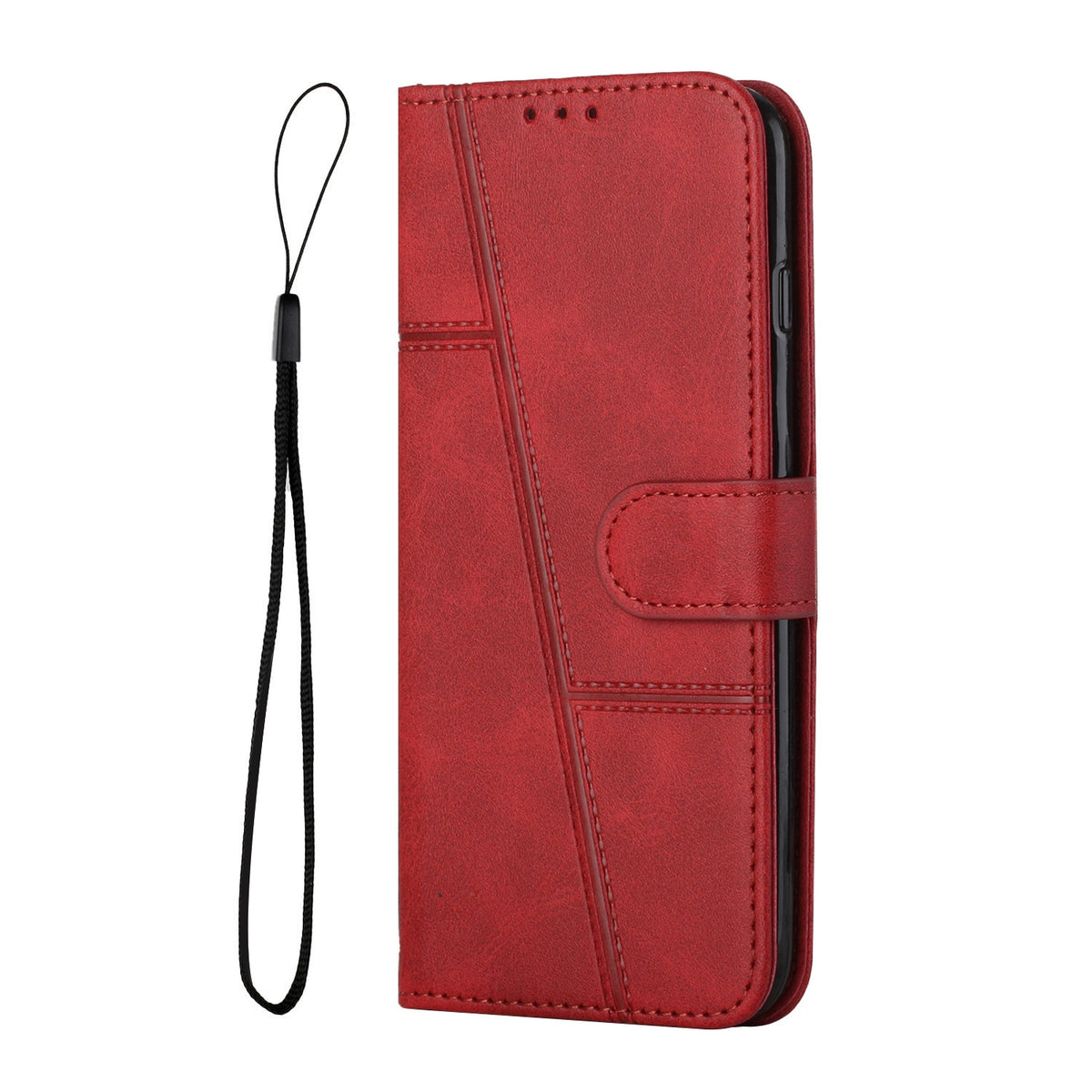 ELECTROPRIME For iPhone 15 Stitching Calf Texture Buckle Leather Phone Case(Red)