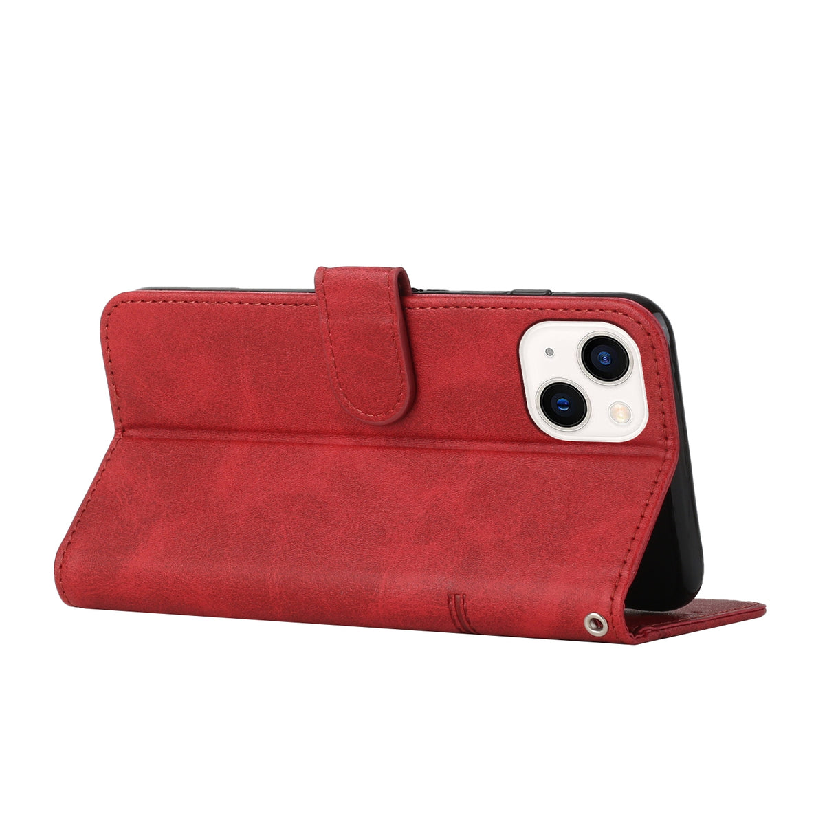 ELECTROPRIME For iPhone 15 Stitching Calf Texture Buckle Leather Phone Case(Red)