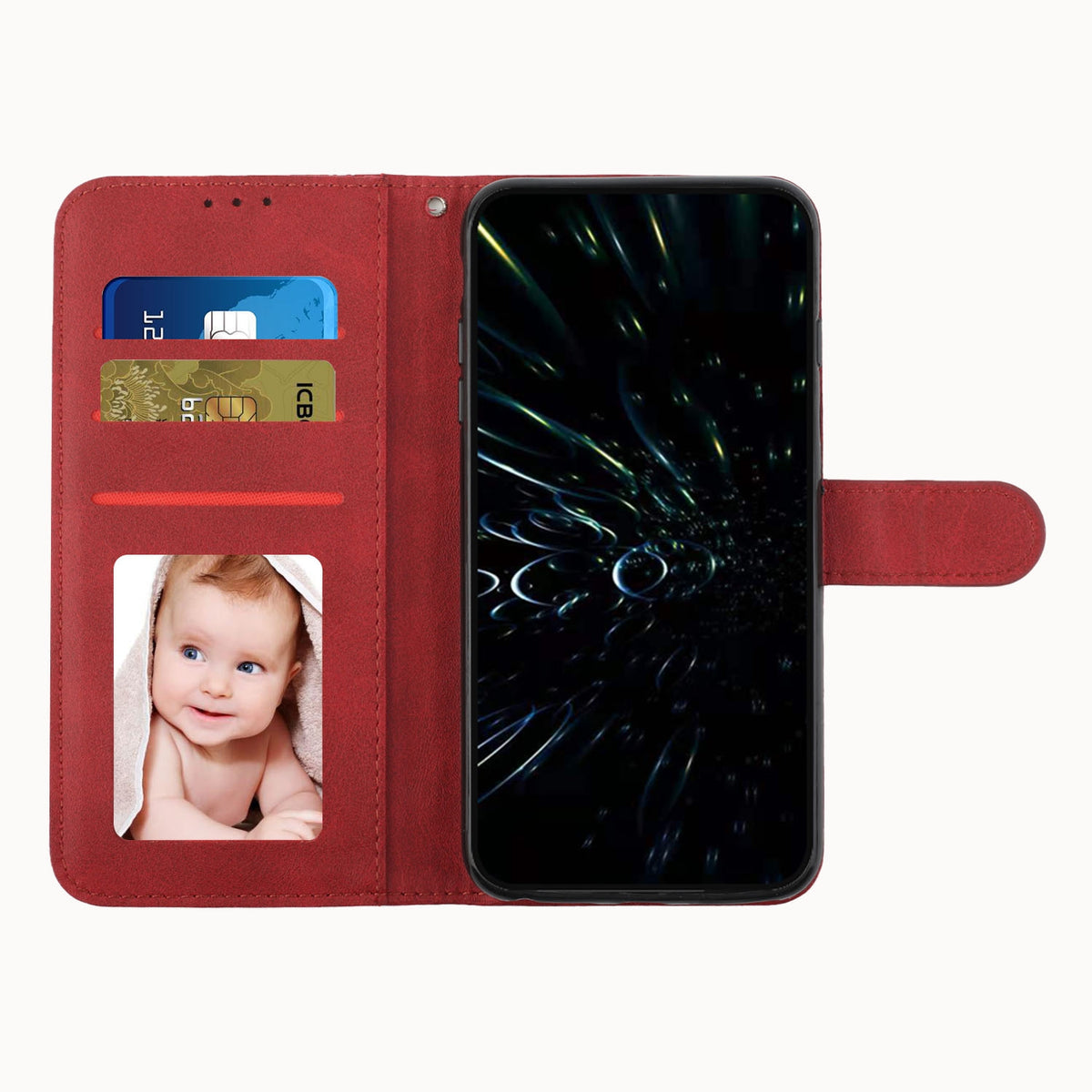 ELECTROPRIME For iPhone 15 Stitching Calf Texture Buckle Leather Phone Case(Red)