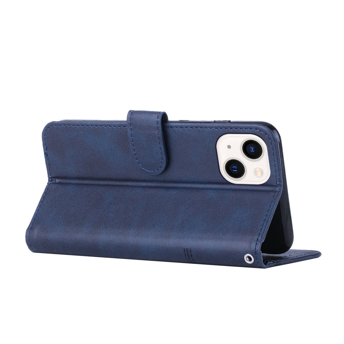ELECTROPRIME For iPhone 15 Stitching Calf Texture Buckle Leather Phone Case(Blue)