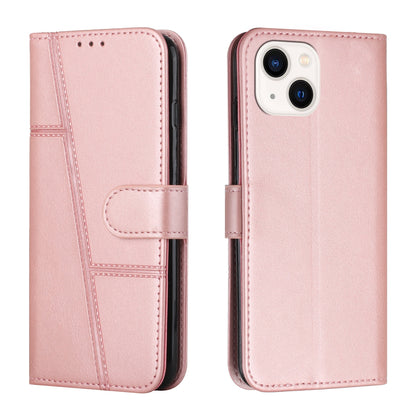 ELECTROPRIME For iPhone 15 Stitching Calf Texture Buckle Leather Phone Case(Rose Gold)