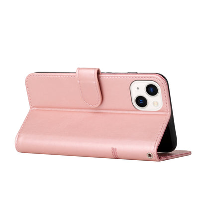 ELECTROPRIME For iPhone 15 Stitching Calf Texture Buckle Leather Phone Case(Rose Gold)