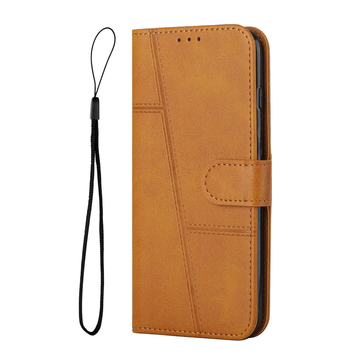 ELECTROPRIME For iPhone 15 Stitching Calf Texture Buckle Leather Phone Case(Yellow)
