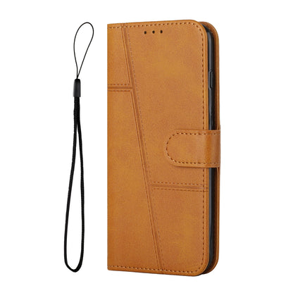 ELECTROPRIME For iPhone 15 Stitching Calf Texture Buckle Leather Phone Case(Yellow)