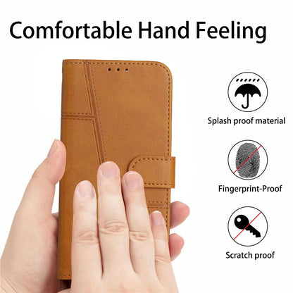 ELECTROPRIME For iPhone 15 Stitching Calf Texture Buckle Leather Phone Case(Yellow)