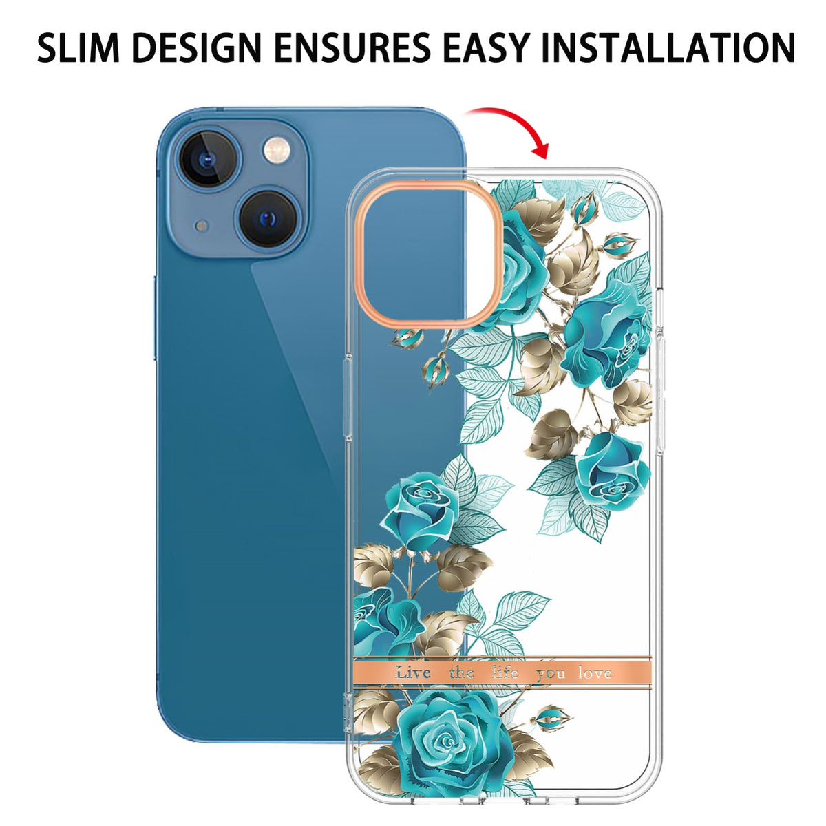 ELECTROPRIME For iPhone 15 Flowers and Plants Series IMD TPU Phone Case(Blue Rose)