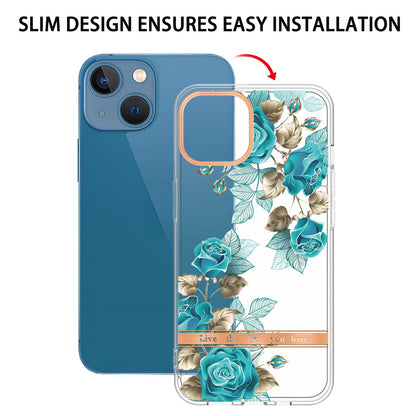ELECTROPRIME For iPhone 15 Flowers and Plants Series IMD TPU Phone Case(Blue Rose)