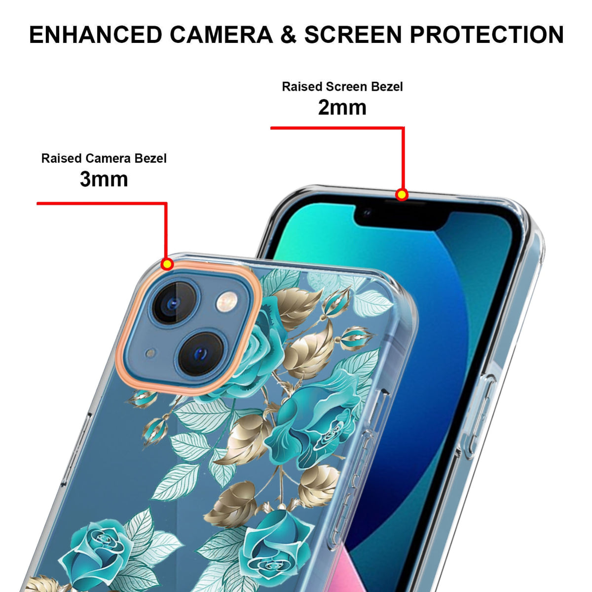 ELECTROPRIME For iPhone 15 Flowers and Plants Series IMD TPU Phone Case(Blue Rose)