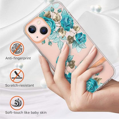 ELECTROPRIME For iPhone 15 Flowers and Plants Series IMD TPU Phone Case(Blue Rose)