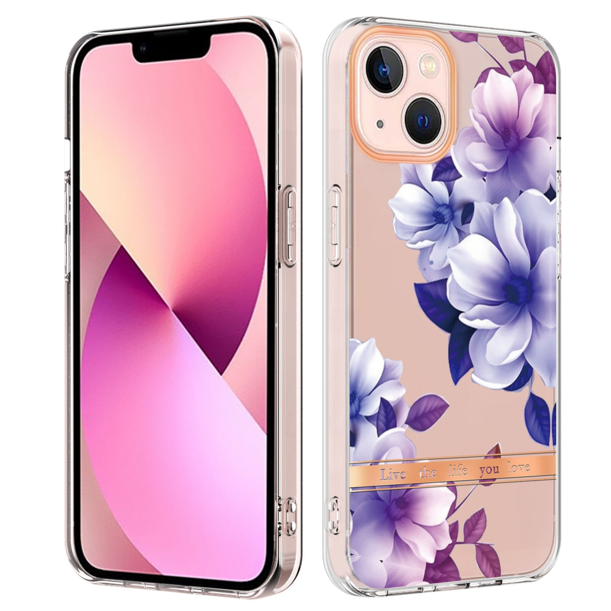 ELECTROPRIME For iPhone 15 Flowers and Plants Series IMD TPU Phone Case(Purple Begonia)