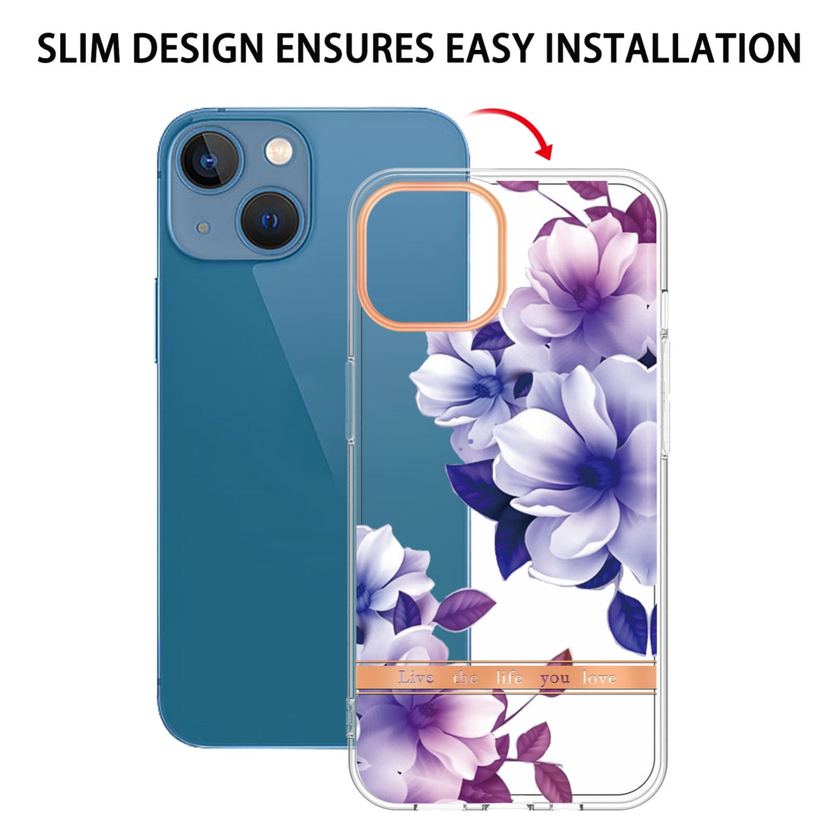 ELECTROPRIME For iPhone 15 Flowers and Plants Series IMD TPU Phone Case(Purple Begonia)
