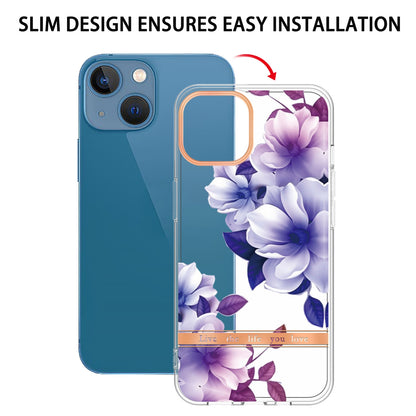 ELECTROPRIME For iPhone 15 Flowers and Plants Series IMD TPU Phone Case(Purple Begonia)