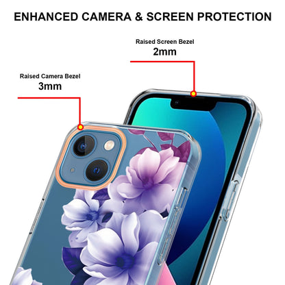 ELECTROPRIME For iPhone 15 Flowers and Plants Series IMD TPU Phone Case(Purple Begonia)