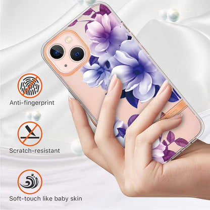 ELECTROPRIME For iPhone 15 Flowers and Plants Series IMD TPU Phone Case(Purple Begonia)