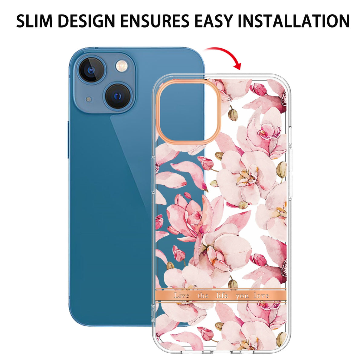 ELECTROPRIME For iPhone 15 Flowers and Plants Series IMD TPU Phone Case(Pink Gardenia)