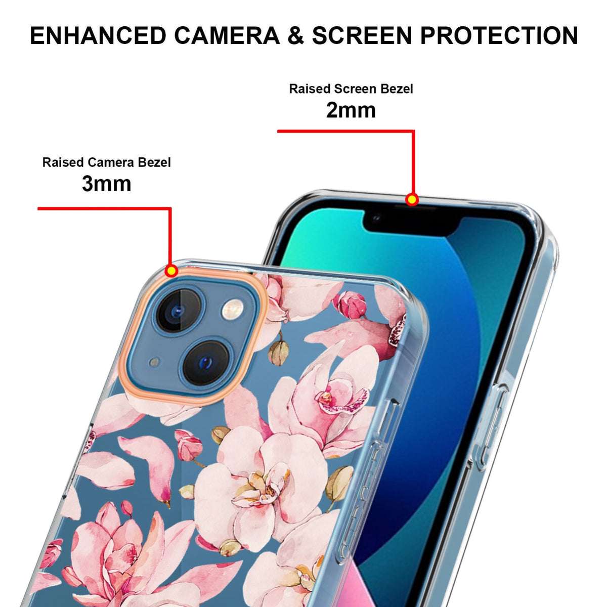 ELECTROPRIME For iPhone 15 Flowers and Plants Series IMD TPU Phone Case(Pink Gardenia)