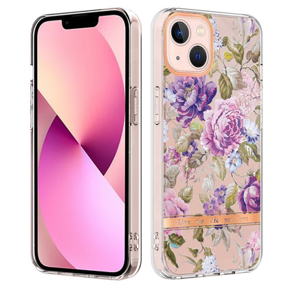 ELECTROPRIME For iPhone 15 Flowers and Plants Series IMD TPU Phone Case(Purple Peony)