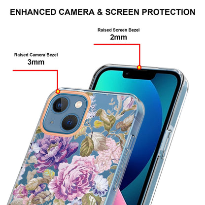 ELECTROPRIME For iPhone 15 Flowers and Plants Series IMD TPU Phone Case(Purple Peony)