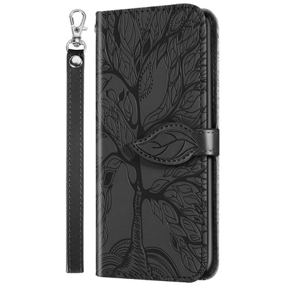 ELECTROPRIME For iPhone 15 Life Tree Embossing Pattern Leather Phone Case(Black)
