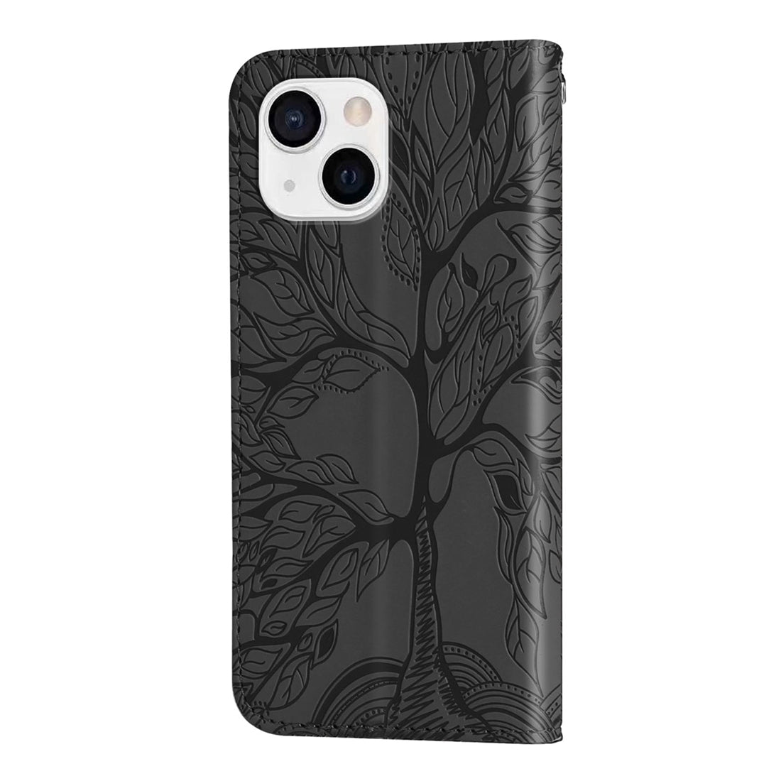 ELECTROPRIME For iPhone 15 Life Tree Embossing Pattern Leather Phone Case(Black)