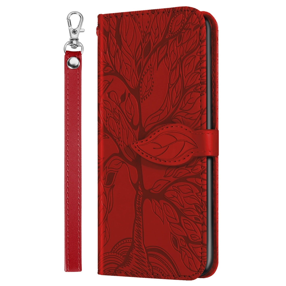 ELECTROPRIME For iPhone 15 Life Tree Embossing Pattern Leather Phone Case(Red)