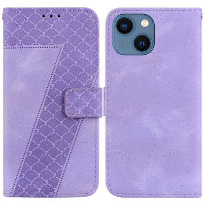 ELECTROPRIME For iPhone 15 Plus Seven-shaped Embossed Leather Phone Case(Purple)