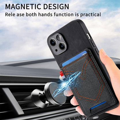 ELECTROPRIME For iPhone 15 Denim Texture Leather Skin Phone Case with Card Slot(Black)