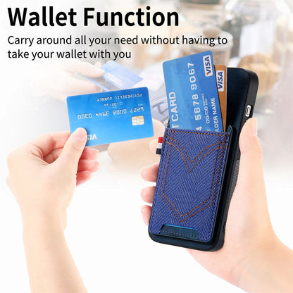 ELECTROPRIME For iPhone 15 Denim Texture Leather Skin Phone Case with Card Slot(Blue)