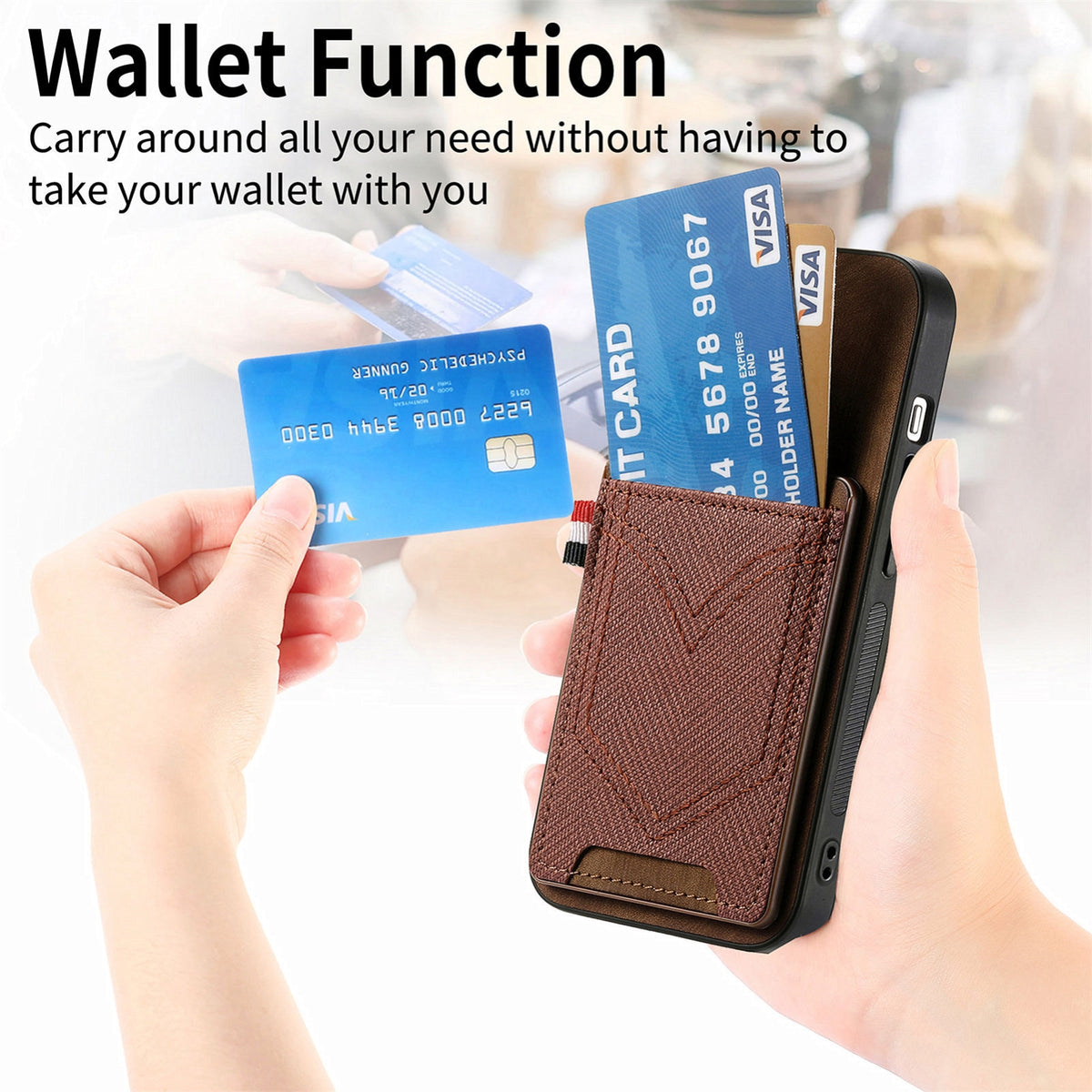 ELECTROPRIME For iPhone 15 Denim Texture Leather Skin Phone Case with Card Slot(Brown)