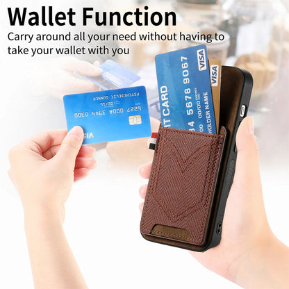 ELECTROPRIME For iPhone 15 Denim Texture Leather Skin Phone Case with Card Slot(Brown)