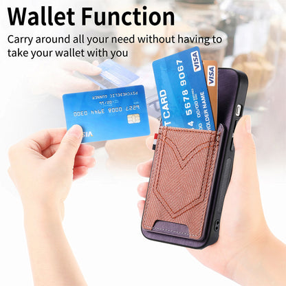 ELECTROPRIME For iPhone 15 Denim Texture Leather Skin Phone Case with Card Slot(Purple)
