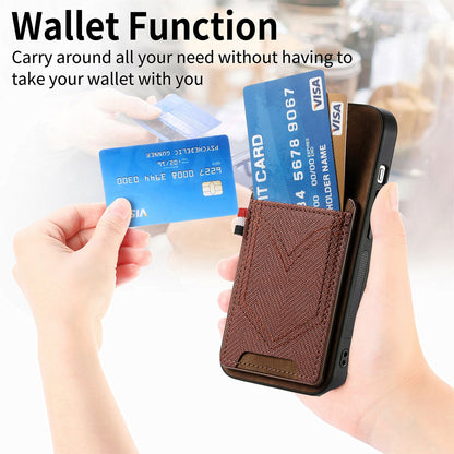 ELECTROPRIME For iPhone 15 Plus Denim Texture Leather Skin Phone Case with Card Slot(Brown)