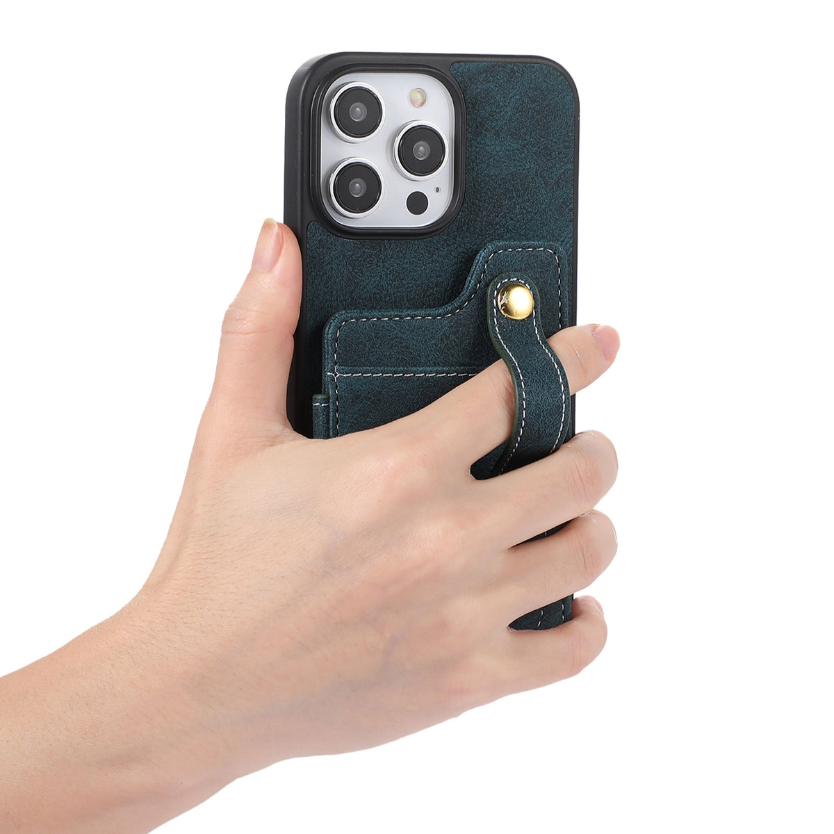 ELECTROPRIME For iPhone 15 ABEEL Litchi Texture Card Bag PU Phone Case(Blue)