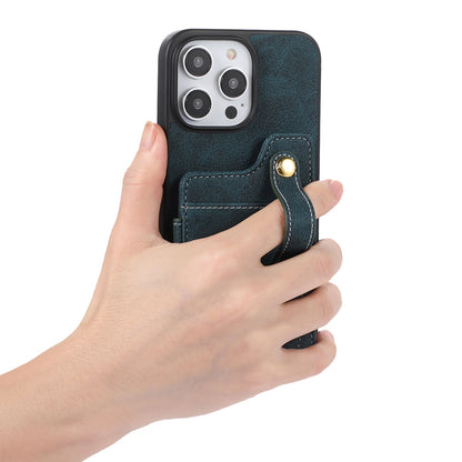 ELECTROPRIME For iPhone 15 ABEEL Litchi Texture Card Bag PU Phone Case(Blue)