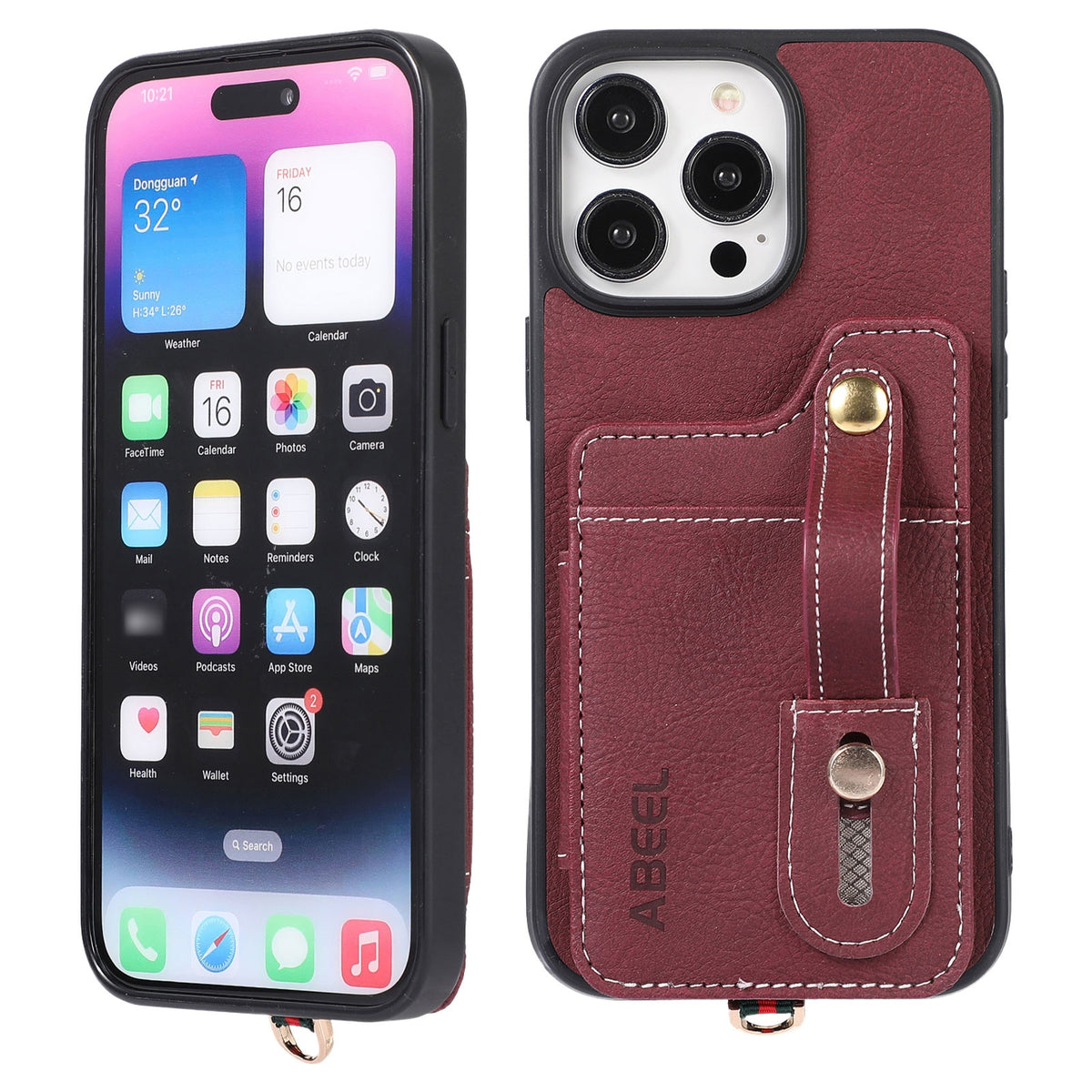 ELECTROPRIME For iPhone 15 ABEEL Litchi Texture Card Bag PU Phone Case(Purple)