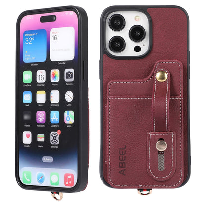 ELECTROPRIME For iPhone 15 ABEEL Litchi Texture Card Bag PU Phone Case(Purple)