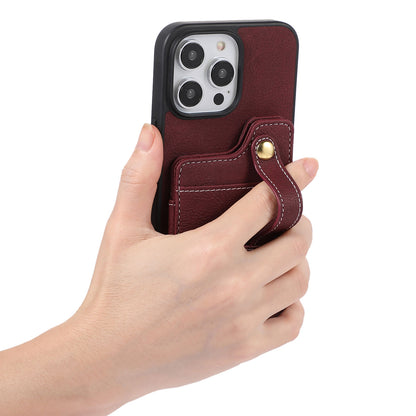 ELECTROPRIME For iPhone 15 ABEEL Litchi Texture Card Bag PU Phone Case(Purple)