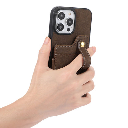 ELECTROPRIME For iPhone 15 ABEEL Litchi Texture Card Bag PU Phone Case(Khaki)