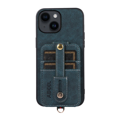 ELECTROPRIME For iPhone 15 ABEEL Litchi Texture Card Bag PU Phone Case(Blue)