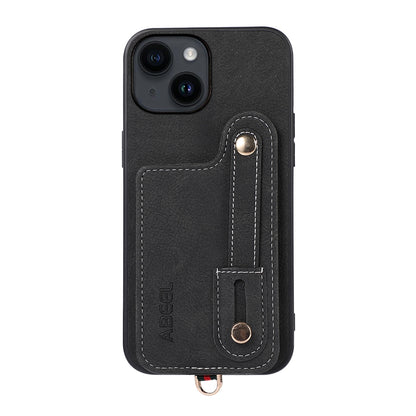 ELECTROPRIME For iPhone 15 ABEEL Litchi Texture Card Bag PU Phone Case(Black)