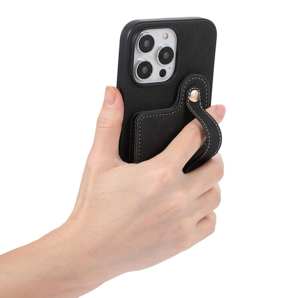 ELECTROPRIME For iPhone 15 ABEEL Litchi Texture Card Bag PU Phone Case(Black)