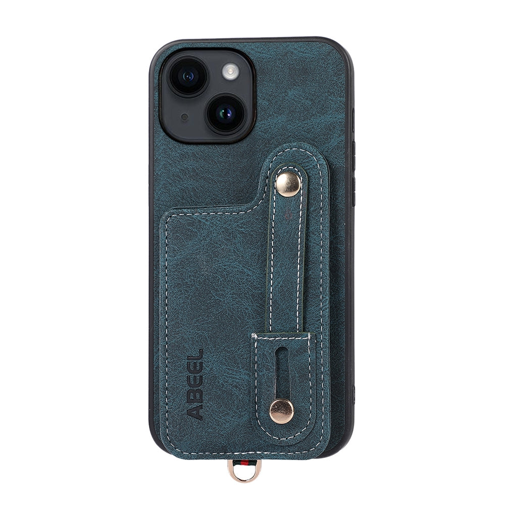 ELECTROPRIME For iPhone 15 ABEEL Litchi Texture Card Bag PU Phone Case(Blue)