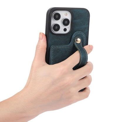 ELECTROPRIME For iPhone 15 ABEEL Litchi Texture Card Bag PU Phone Case(Blue)
