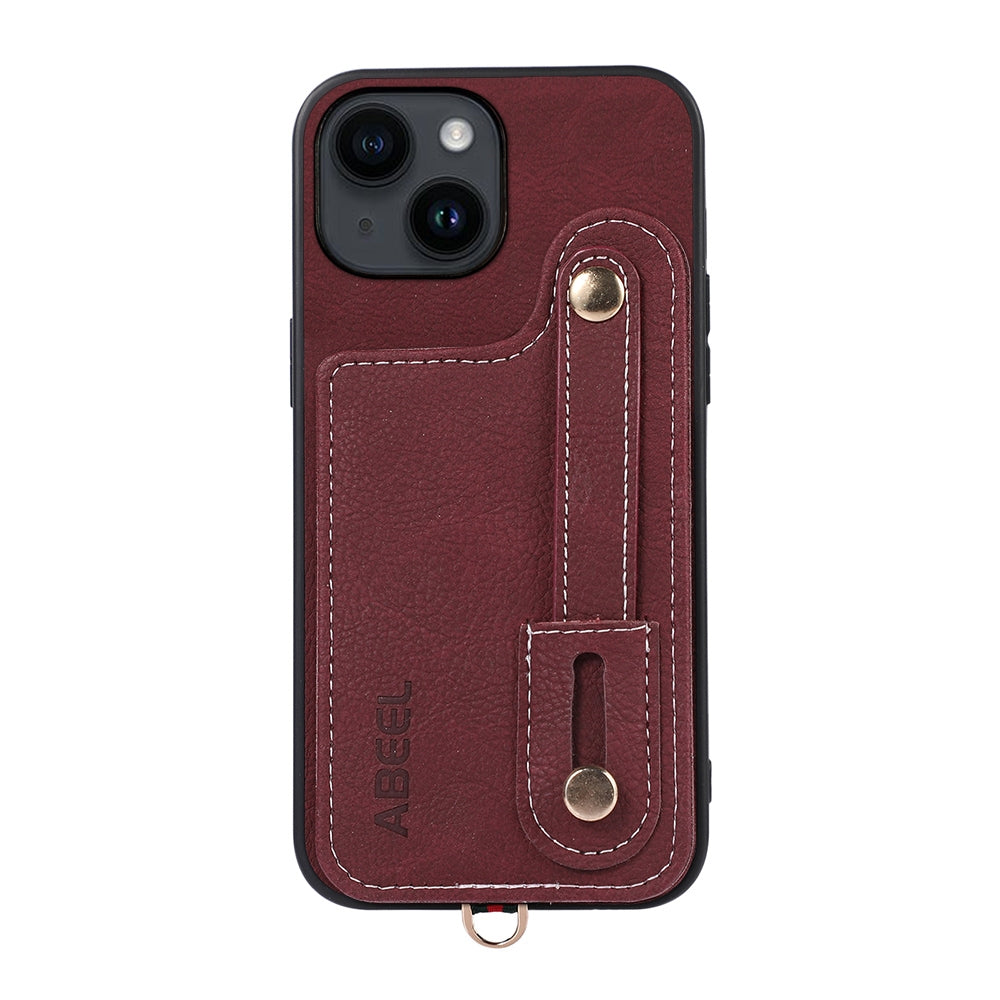 ELECTROPRIME For iPhone 15 ABEEL Litchi Texture Card Bag PU Phone Case(Purple)