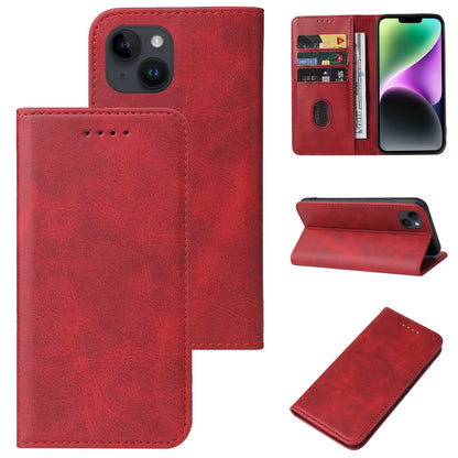 ELECTROPRIME For iPhone 15 Plus Magnetic Closure Leather Phone Case(Red)