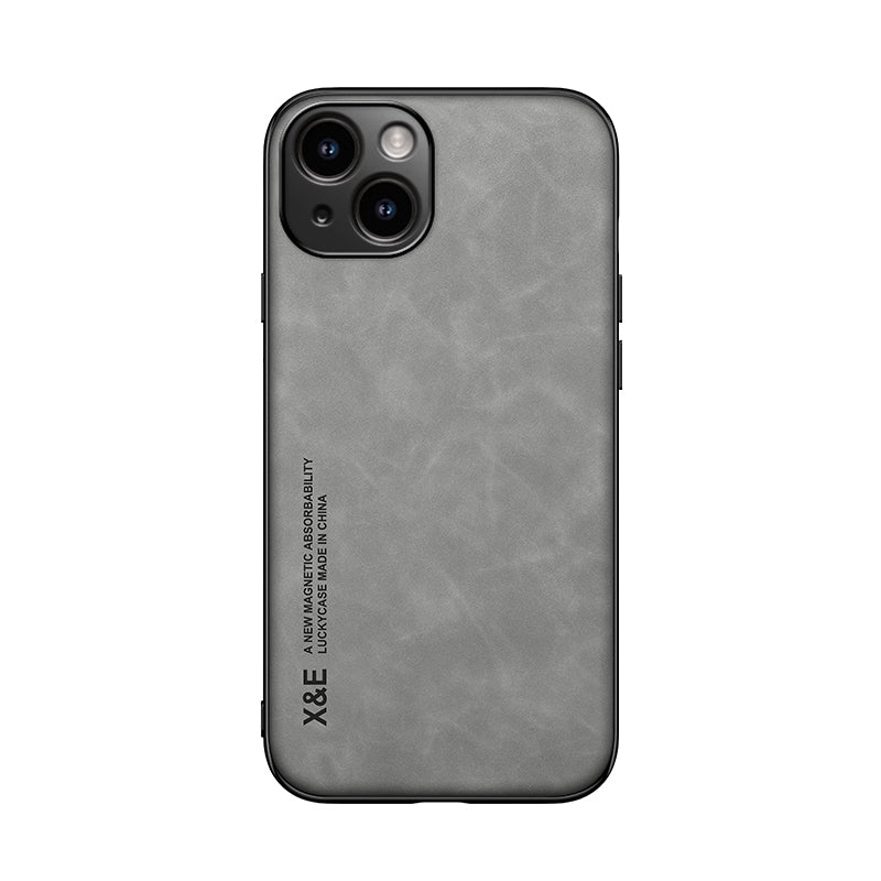 ELECTROPRIME For iPhone 15 Plus Skin Feel Magnetic Leather Back Phone Case(Light Grey)